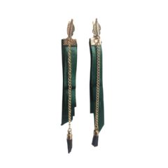 ARETES CINTAS HOJAS - VERDE